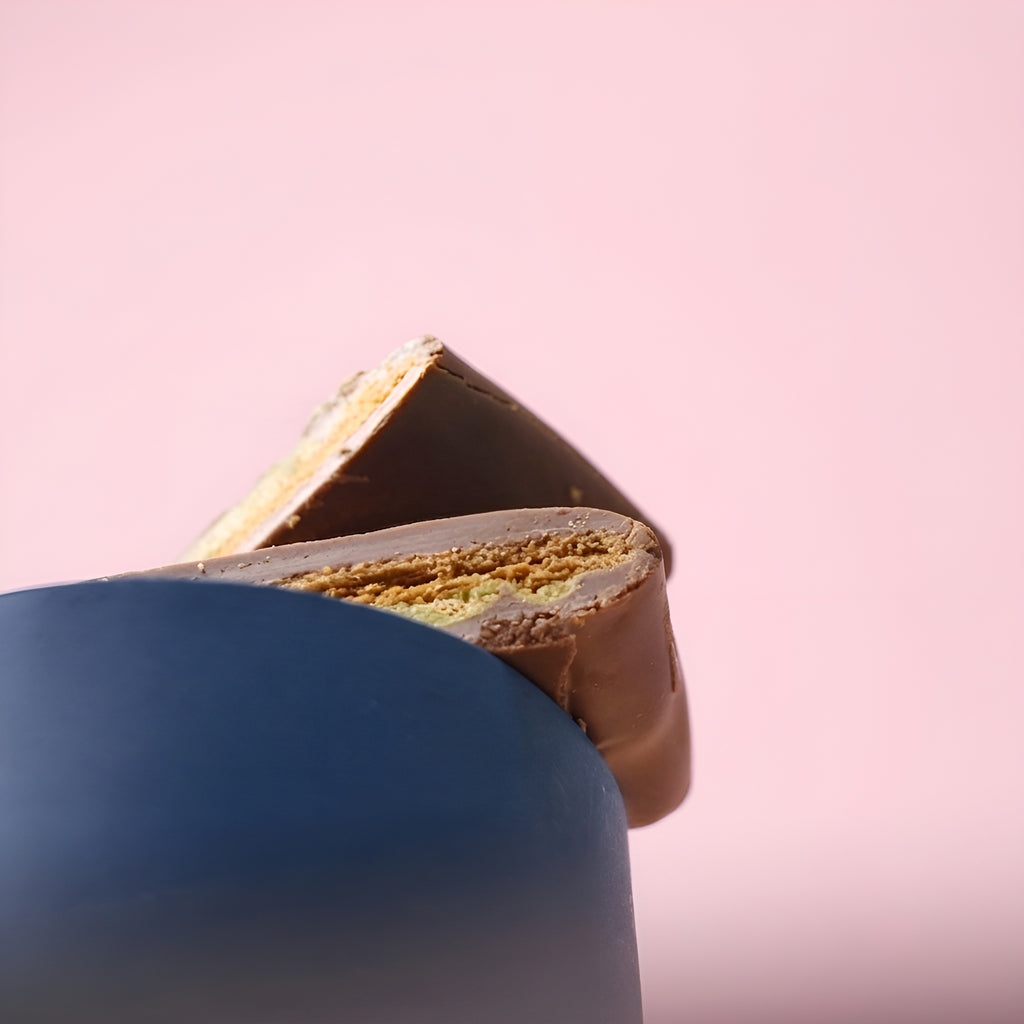 Yathrib Trevola cookie, kunafa, and pistachio chocolate assortment with layered textures and colorful presentation.